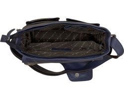 Schoudertassen vrouw crossbody tas dames grote klep echt leer donkerblauw - Arrigo Leather Goods