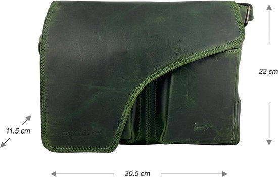 Schoudertassen vrouw crossbody tas dames grote klep echt leer groen - Arrigo Leather Goods