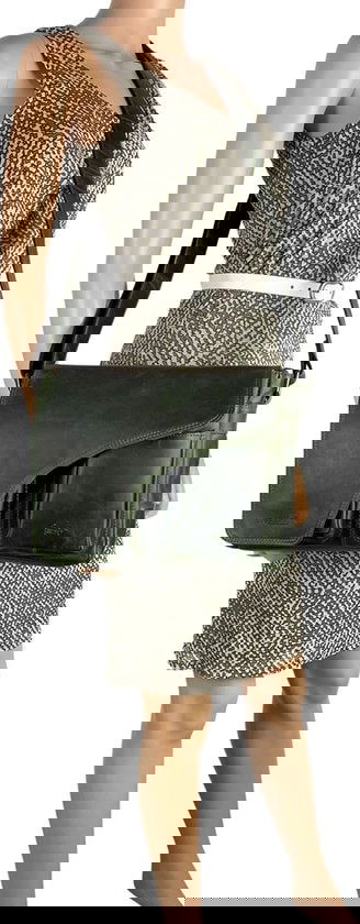 Schoudertassen vrouw crossbody tas dames grote klep echt leer groen - Arrigo Leather Goods