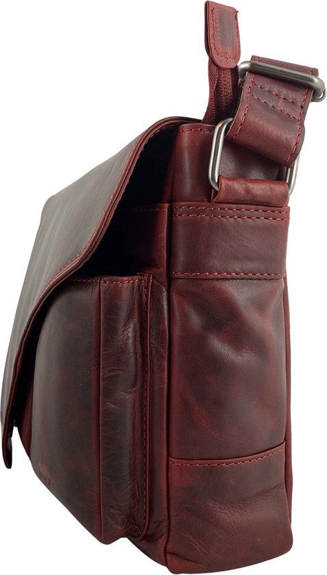 Schoudertassen vrouw crossbody tas dames grote klep echt leer rood - Arrigo Leather Goods