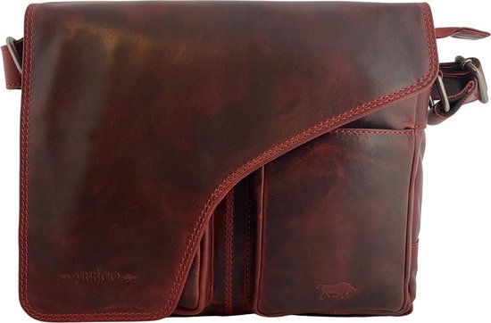 Schoudertassen vrouw crossbody tas dames grote klep echt leer rood - Arrigo Leather Goods