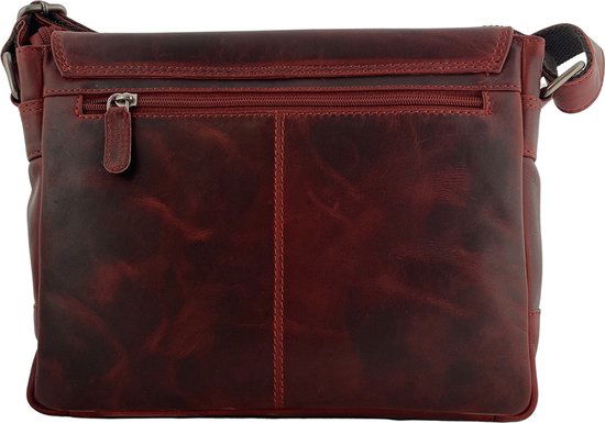 Schoudertassen vrouw crossbody tas dames grote klep echt leer rood - Arrigo Leather Goods