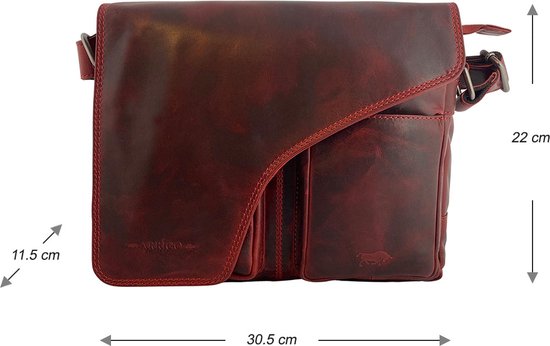 Schoudertassen vrouw crossbody tas dames grote klep echt leer rood - Arrigo Leather Goods