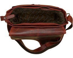 Schoudertassen vrouw crossbody tas dames grote klep echt leer rood - Arrigo Leather Goods