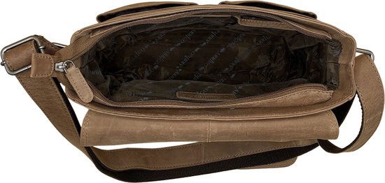 Schoudertassen vrouw crossbody tas dames grote klep echt leer taupe - Arrigo Leather Goods