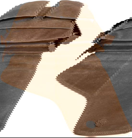 Schoudertassen vrouw crossbody tas dames grote klep echt leer taupe - Arrigo Leather Goods