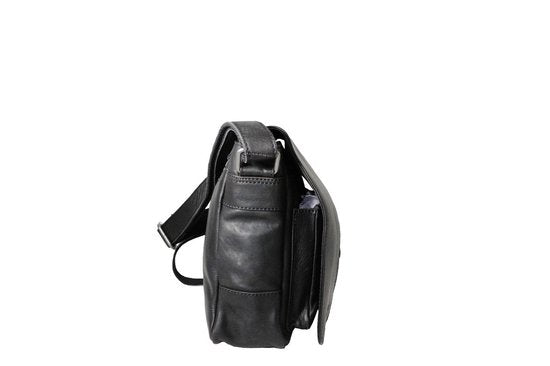Schoudertassen vrouw crossbody tas dames grote klep echt leer zwart - Arrigo Leather Goods
