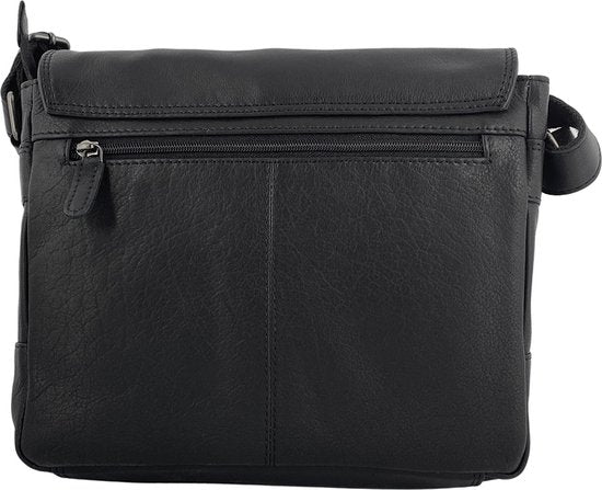 Schoudertassen vrouw crossbody tas dames grote klep echt leer zwart - Arrigo Leather Goods