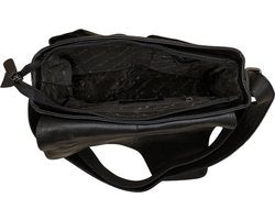 Schoudertassen vrouw crossbody tas dames grote klep echt leer zwart - Arrigo Leather Goods