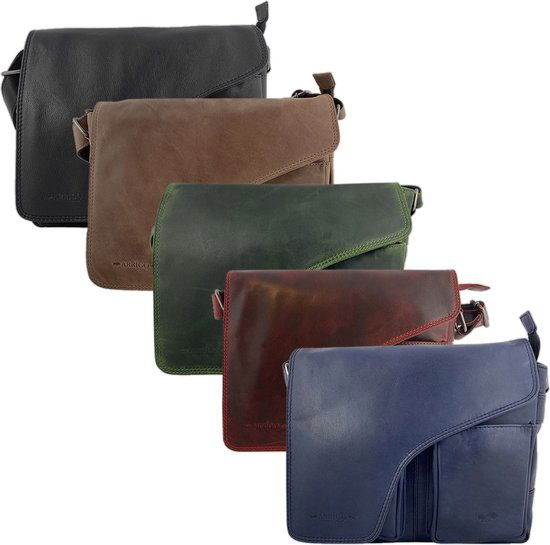 Schoudertassen vrouw crossbody tas dames grote klep echt leer zwart - Arrigo Leather Goods