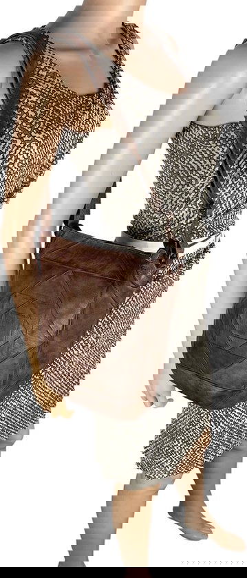 Schoudertassen vrouw crossbody tas dames schoudertasje leer donkerbruin - Arrigo Leather Goods