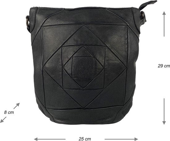 Schoudertassen vrouw crossbody tas dames schoudertasje leer zwart arrigo - Arrigo Leather Goods