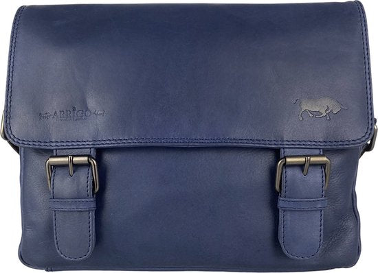 Schoudertassen vrouw messenger bag schoudertas dames leer crossbody donkerblauw - Arrigo Leather Goods