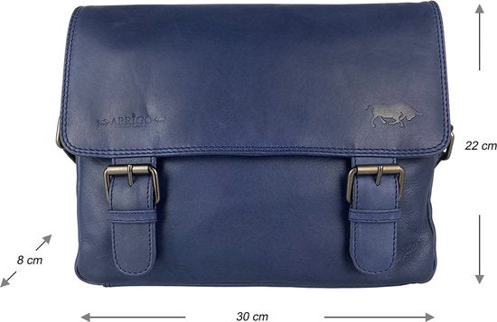 Schoudertassen vrouw messenger bag schoudertas dames leer crossbody donkerblauw - Arrigo Leather Goods