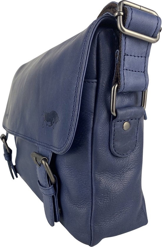 Schoudertassen vrouw messenger bag schoudertas dames leer crossbody donkerblauw - Arrigo Leather Goods