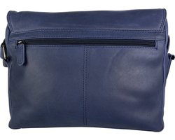 Schoudertassen vrouw messenger bag schoudertas dames leer crossbody donkerblauw - Arrigo Leather Goods