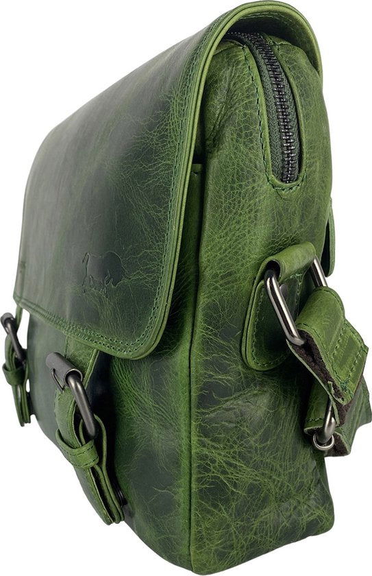 Schoudertassen vrouw messenger bag schoudertas dames leer crossbody groen - Arrigo Leather Goods