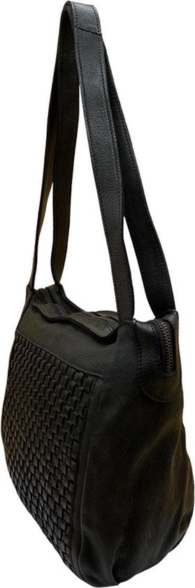 Schoudertassen vrouw schoudertas dames zwart gevlochten leer arrigo - Arrigo Leather Goods