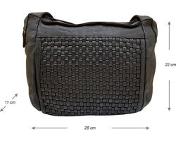 Schoudertassen vrouw schoudertas dames zwart gevlochten leer arrigo - Arrigo Leather Goods