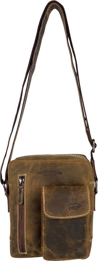Schoudertassen vrouw schoudertassen heren crossbody tas leer cognac - Arrigo.nl