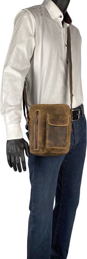 Schoudertassen vrouw schoudertassen heren crossbody tas leer cognac - Arrigo.nl