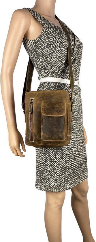 Schoudertassen vrouw schoudertassen heren crossbody tas leer cognac - Arrigo.nl