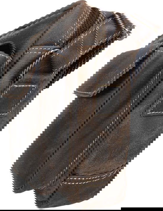 Schoudertassen vrouw schoudertassen heren crossbody tas leer donkerbruin - Arrigo Leather Goods