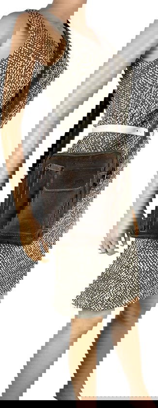 Schoudertassen vrouw schoudertassen heren crossbody tas leer donkerbruin - Arrigo Leather Goods