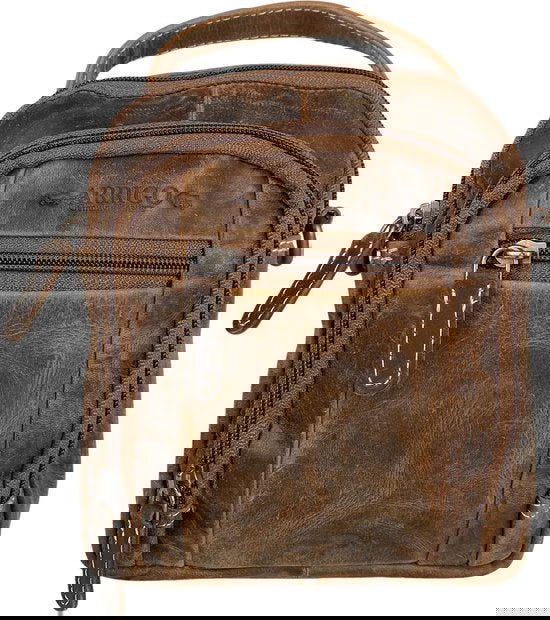 Schoudertassen vrouw schoudertassen heren heuptasje buffelleer cognac - Arrigo Leather Goods