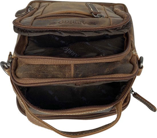 Schoudertassen vrouw schoudertassen heren heuptasje buffelleer cognac - Arrigo Leather Goods