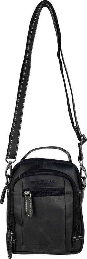 Schoudertassen vrouw schoudertassen heren heuptasje buffelleer zwart - Arrigo Leather Goods