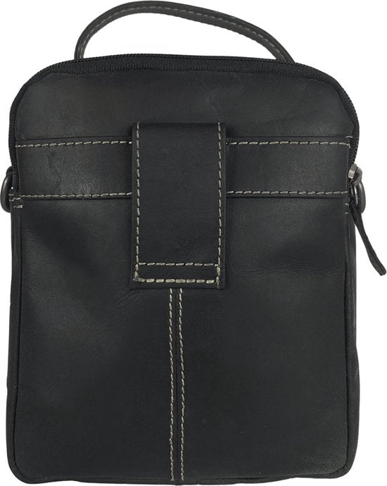 Schoudertassen vrouw schoudertassen heren heuptasje buffelleer zwart - Arrigo Leather Goods