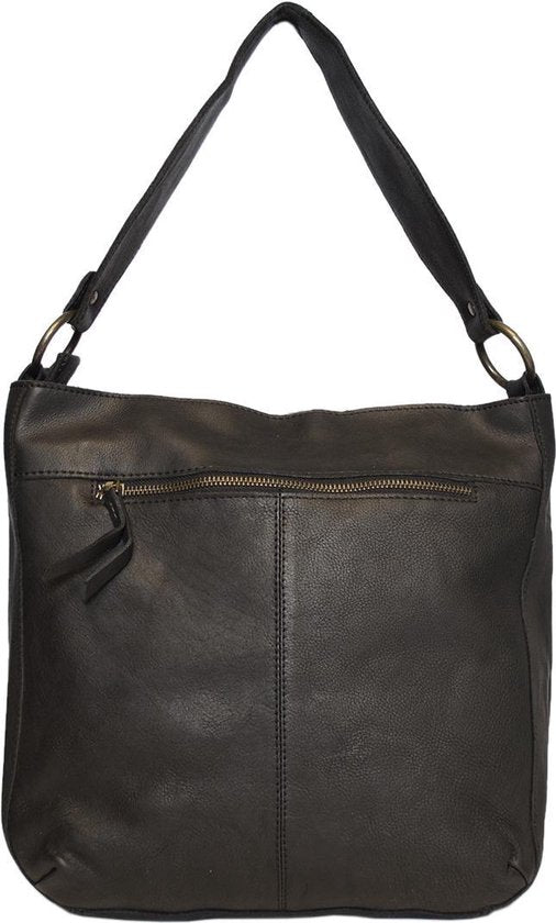 Schoudertassen vrouw zwart gevlochten leer kort en lang hengsel - Arrigo Leather Goods