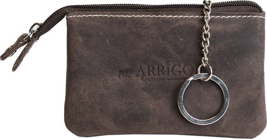 Sleuteletui - Donkerbruin Buffelleer met Ritsvakje - Arrigo.nl