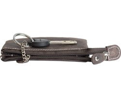 Sleuteletui - Donkerbruin Buffelleer met Ritsvakje - Arrigo.nl