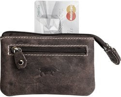 Sleuteletui - Donkerbruin Buffelleer met Ritsvakje - Arrigo.nl