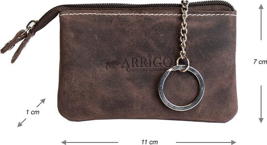 Sleuteletui - Donkerbruin Buffelleer met Ritsvakje - Arrigo.nl