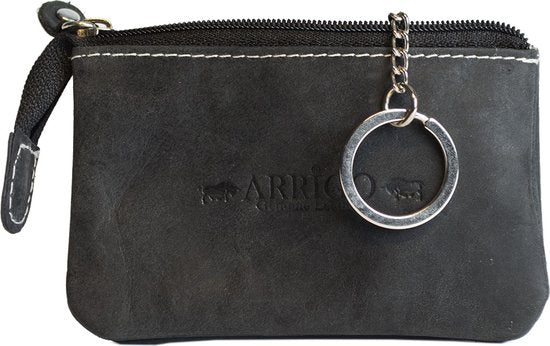 Sleuteletui - Zwart Buffelleer met Ritsvakje - Arrigo.nl