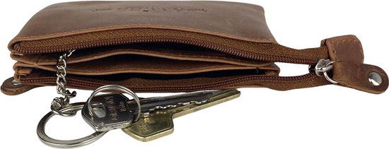 Sleuteletui met rits cognac soepel leer kleine portemonnee sleuteltasje arrigo - Arrigo Leather Goods