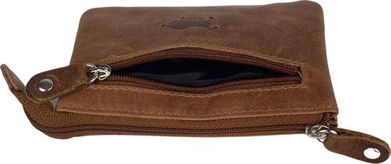 Sleuteletui met rits cognac soepel leer kleine portemonnee sleuteltasje arrigo - Arrigo Leather Goods