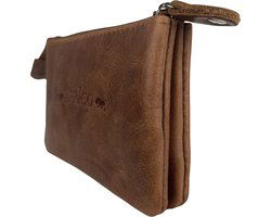 Sleuteletui met rits cognac soepel leer kleine portemonnee sleuteltasje arrigo - Arrigo Leather Goods