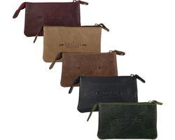 Sleuteletui met rits cognac soepel leer kleine portemonnee sleuteltasje arrigo - Arrigo Leather Goods