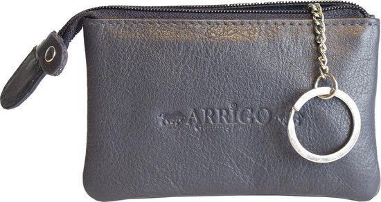 Sleuteletui sleutelhoesje leer met ritsvakje donkerblauw arrigo - Arrigo Leather Goods