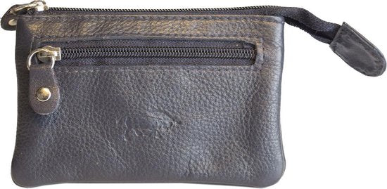 Sleuteletui sleutelhoesje leer met ritsvakje donkerblauw arrigo - Arrigo Leather Goods