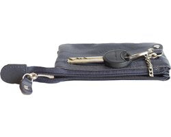 Sleuteletui sleutelhoesje leer met ritsvakje donkerblauw arrigo - Arrigo Leather Goods