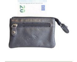 Sleuteletui sleutelhoesje leer met ritsvakje donkerblauw arrigo - Arrigo Leather Goods