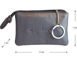 Sleuteletui sleutelhoesje leer met ritsvakje donkerblauw arrigo - Arrigo Leather Goods