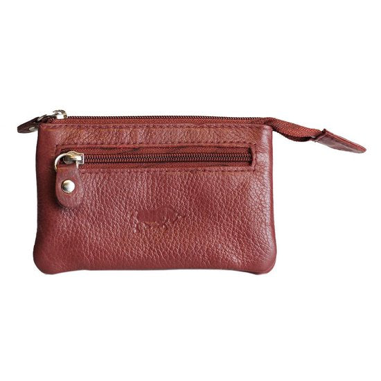 Sleuteletui sleutelhoesje leer met ritsvakje donkerrood arrigo - Arrigo Leather Goods
