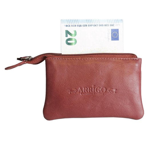 Sleuteletui sleutelhoesje leer met ritsvakje donkerrood arrigo - Arrigo Leather Goods
