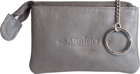 Sleuteletui sleutelhoesje leer met ritsvakje grijs arrigo - Arrigo Leather Goods